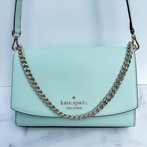 NWT Kate Spade Crystal Blue Carson Convertible Crossbody Purse with Silver Chain